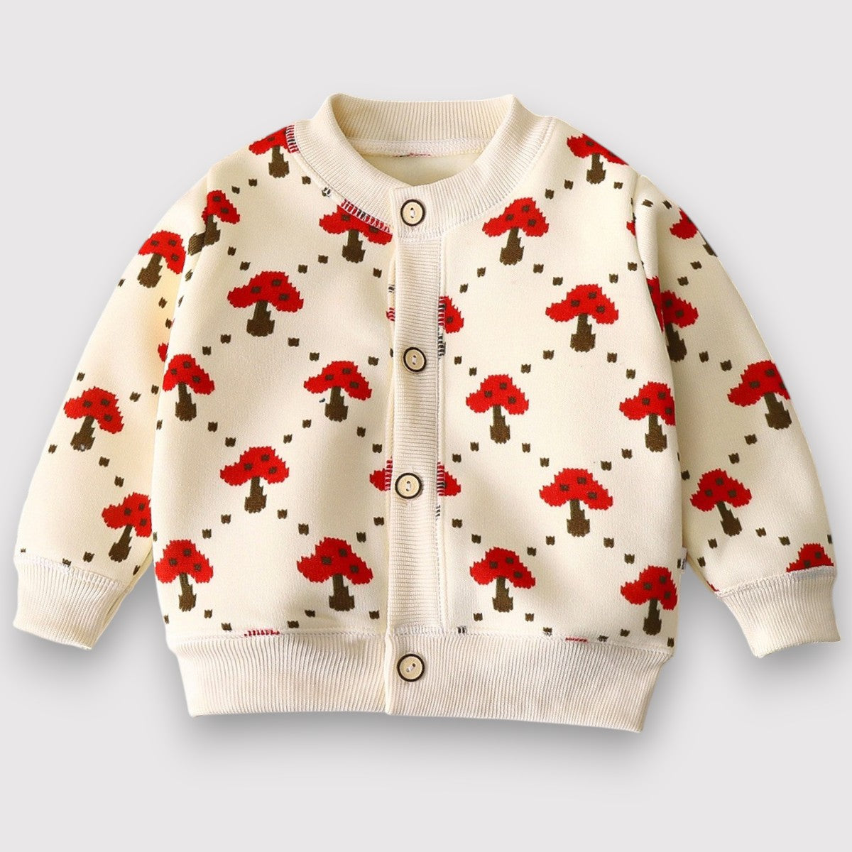 Fleece Cardigan-Mushroom